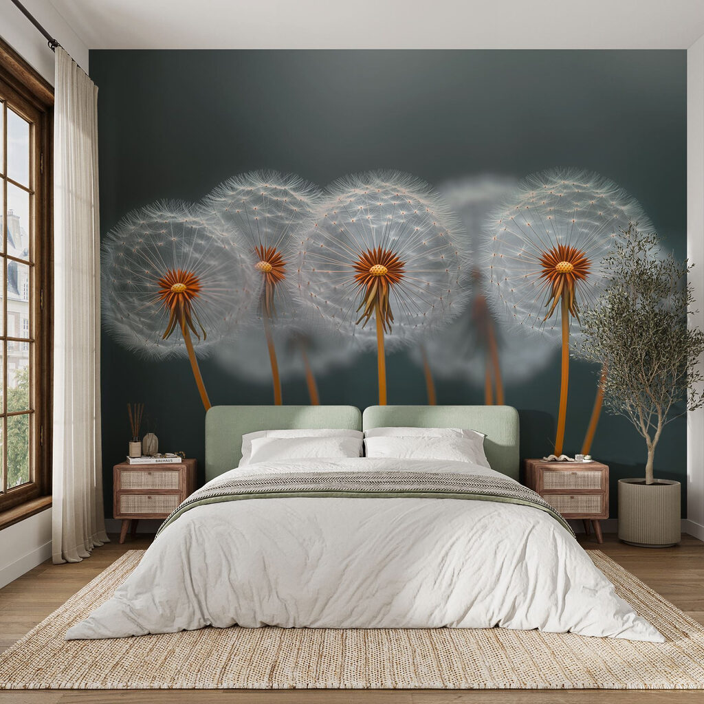 Group of dandelions with seeds Group of dandelions with seeds