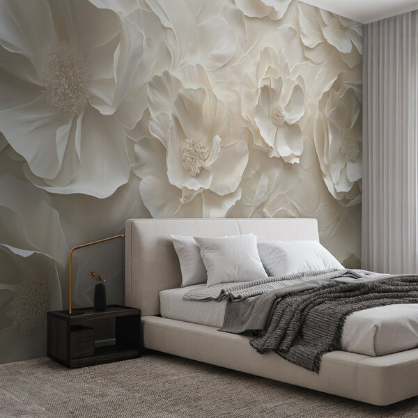 Papel pintado de flores blancas Papel pintado de flores blancas