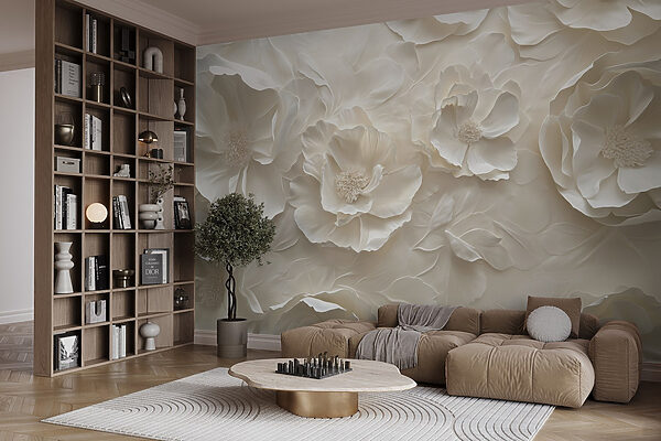 Papel pintado de flores blancas Papel pintado de flores blancas