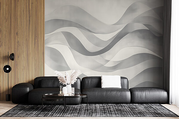 Fondo gris y blanco con líneas onduladas Fondo gris y blanco con líneas onduladas