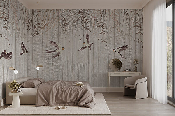 Papel pintado con pájaros volando Papel pintado con pájaros volando