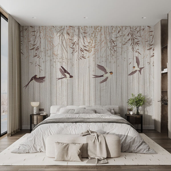 Papel pintado con pájaros volando Papel pintado con pájaros volando