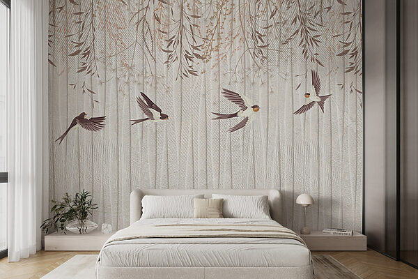 Papel pintado con pájaros volando Papel pintado con pájaros volando