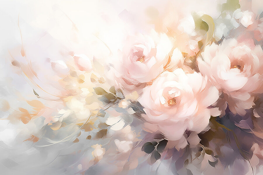 Pintura de flores sobre una superficie blanca