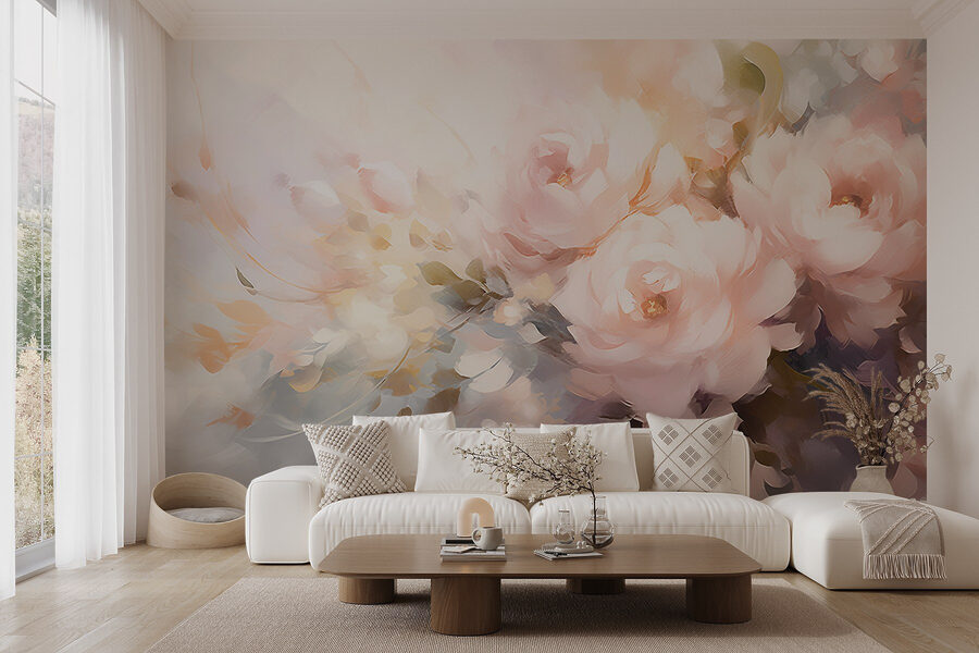 Pintura de flores sobre una superficie blanca
