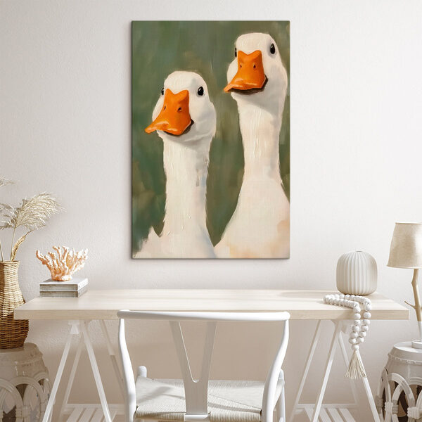 Cuadros Cuadro de dos patos blancos