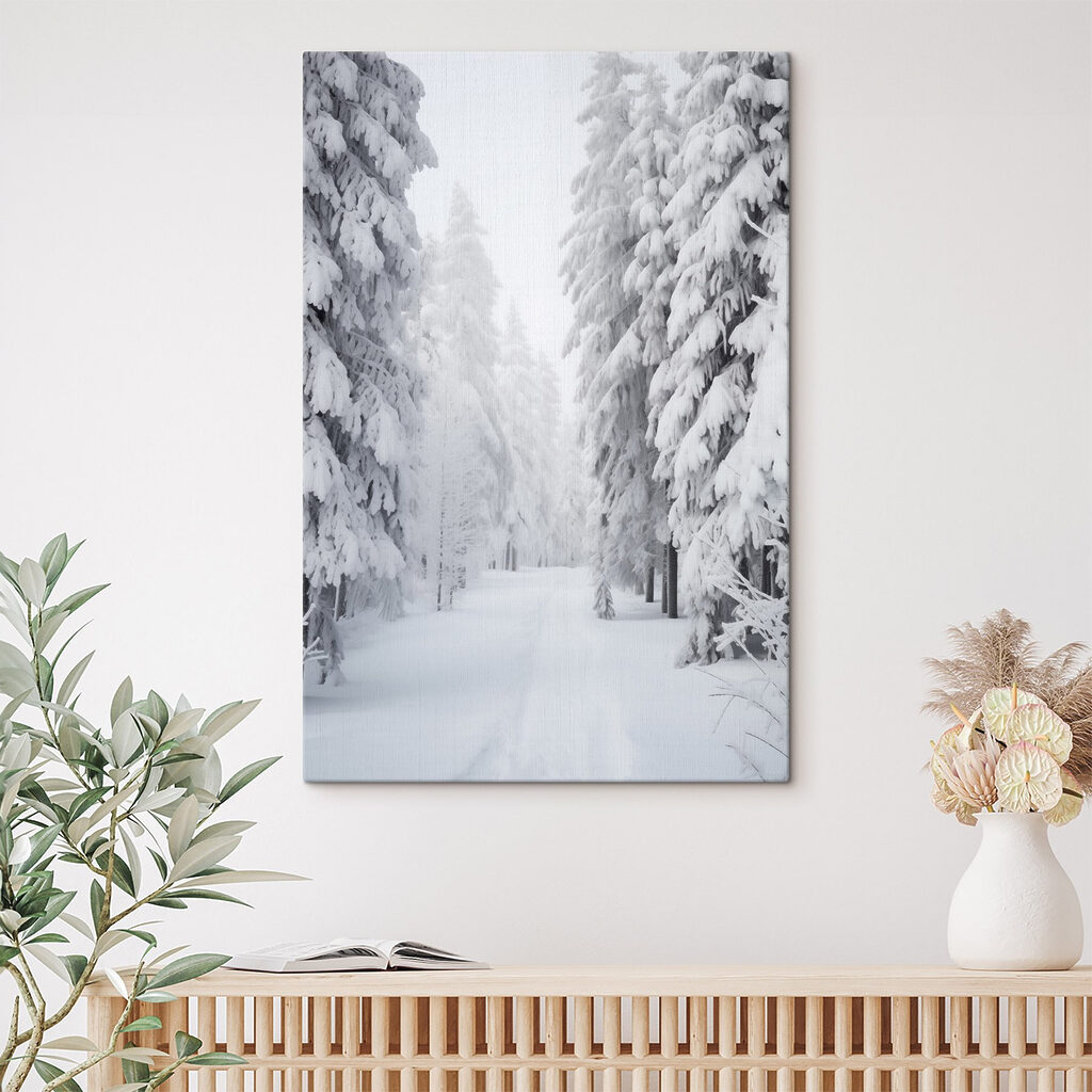 Snowy path with trees Snowy path with trees