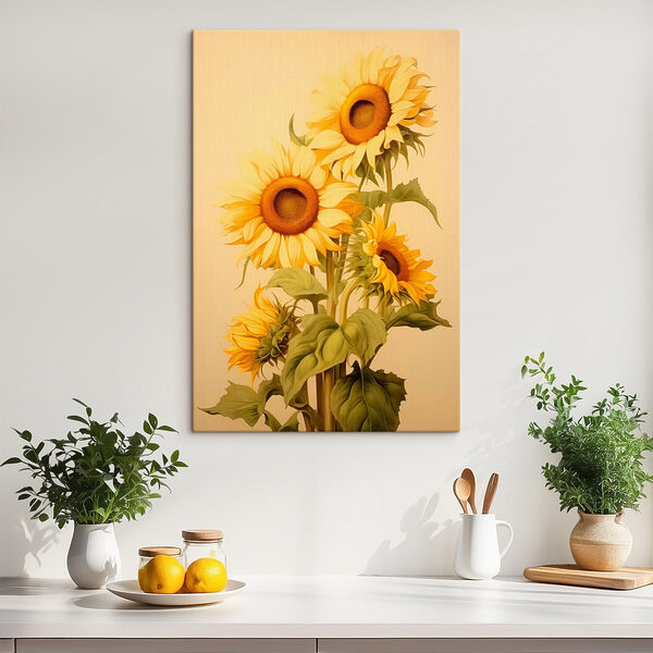 Cuadros Cuadros Cuadro de girasoles sobre fondo blanco (SKU: s42155)