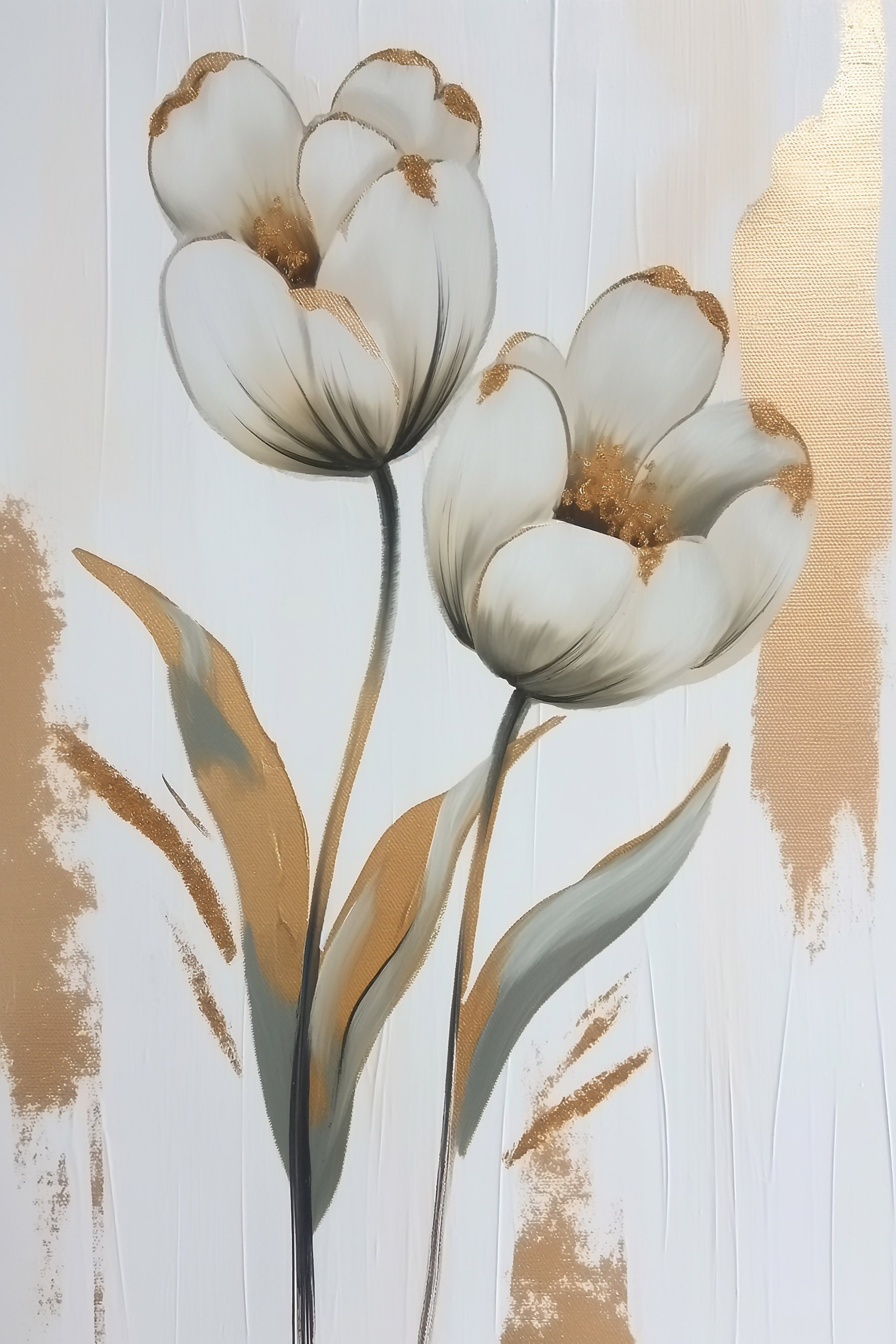 Painting of flowers on a white surface