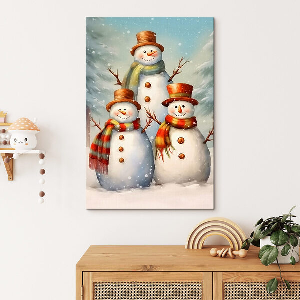 Group of snowmen in a snowy landscape Group of snowmen in a snowy landscape