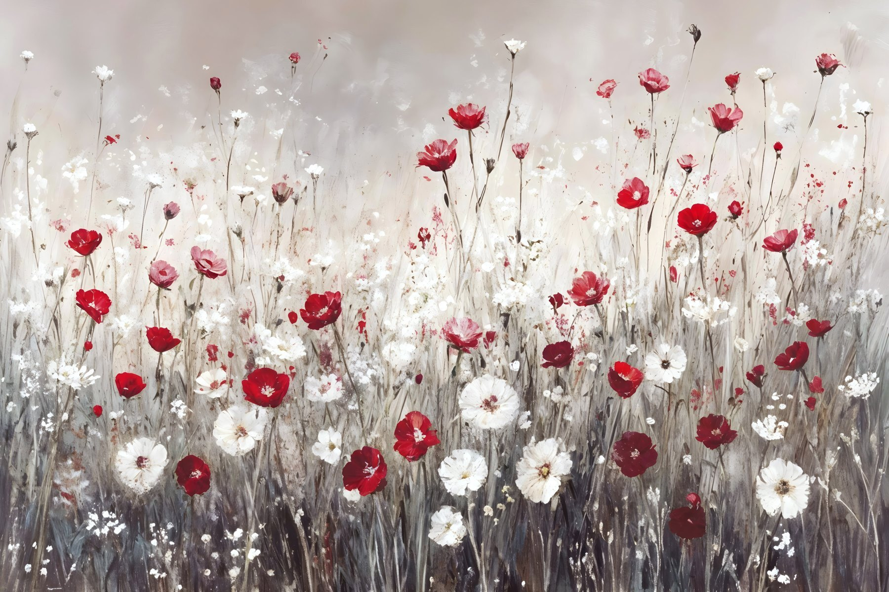 Painting of red and white flowers Painting of red and white flowers