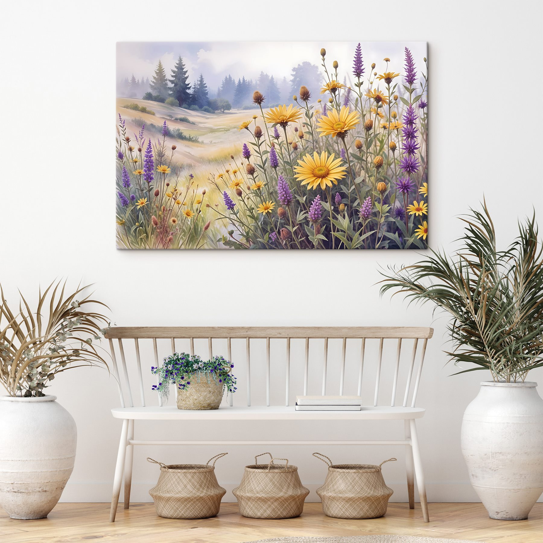Field of flowers and grass