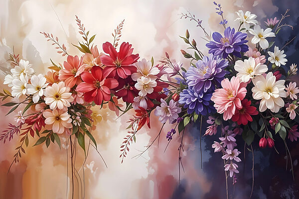 Group of colorful flowers Group of colorful flowers