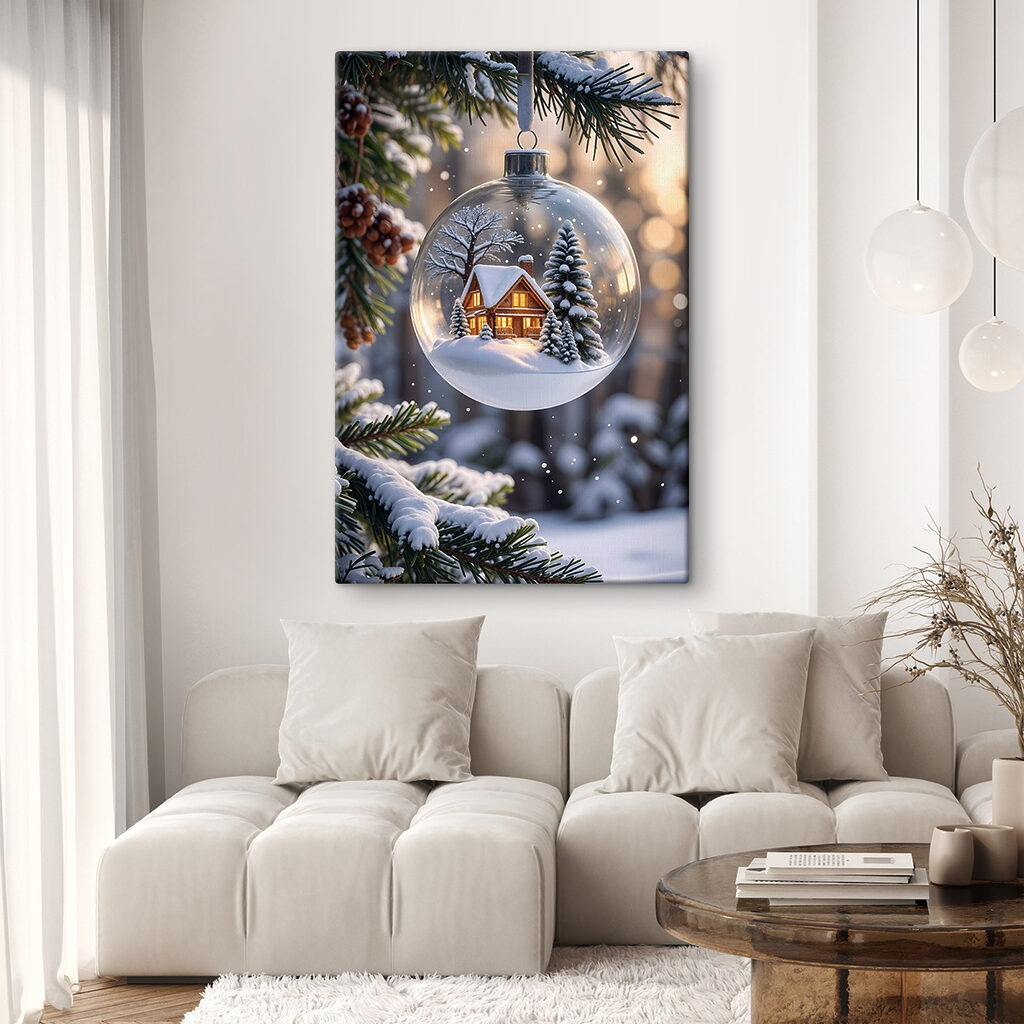 Glass ball with a house and trees inside Glass ball with a house and trees inside