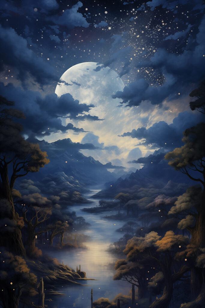 Moon over a river Moon over a river