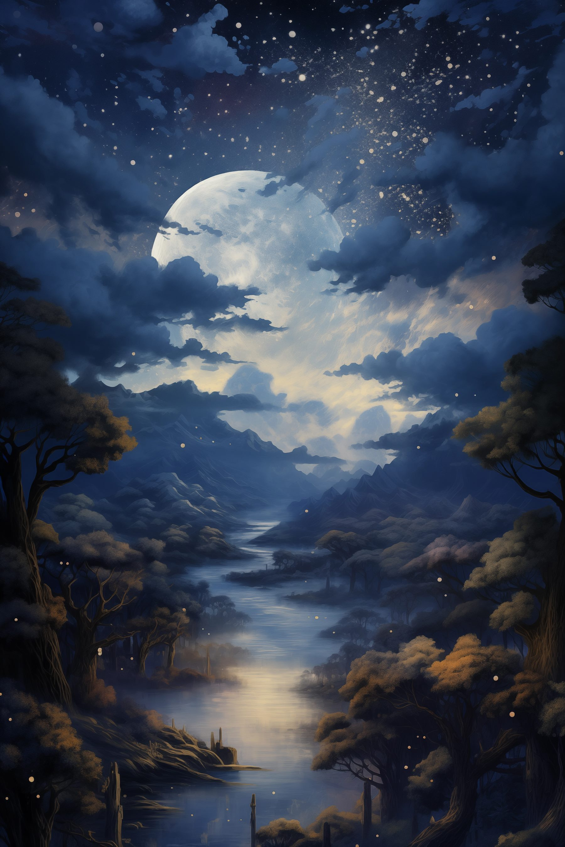 Moon over a river Moon over a river