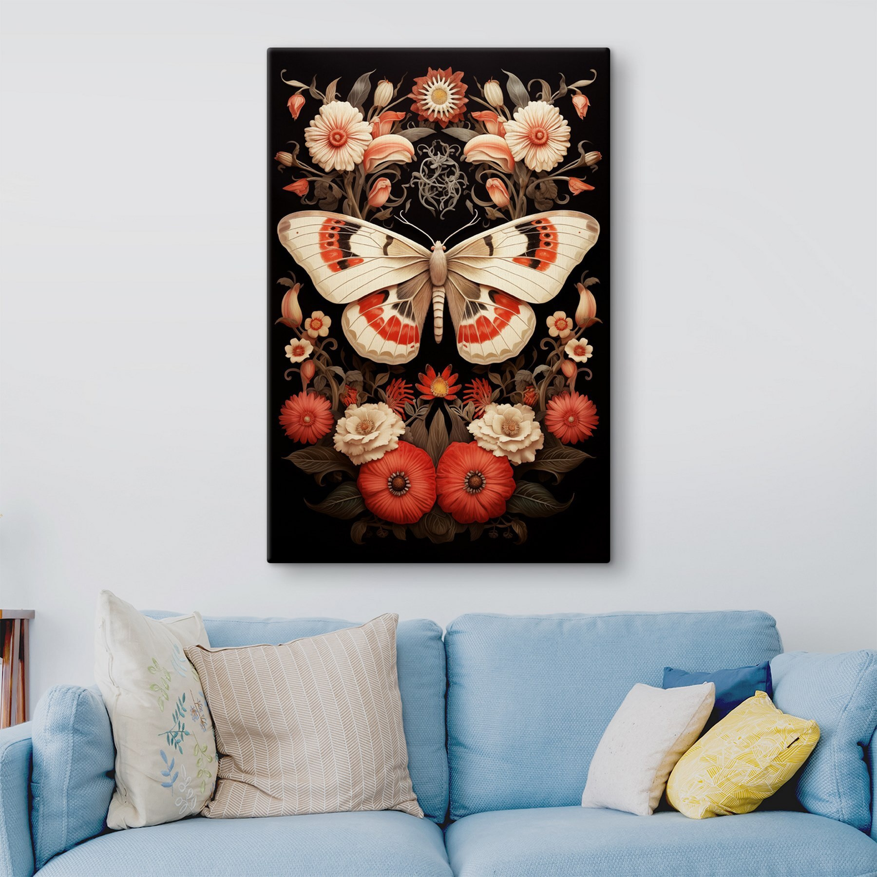 Butterfly and flowers on a black background Butterfly and flowers on a black background