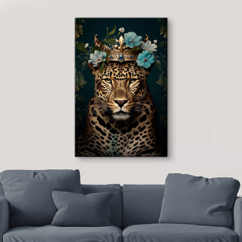 Leopard with a crown and flowers Leopard with a crown and flowers