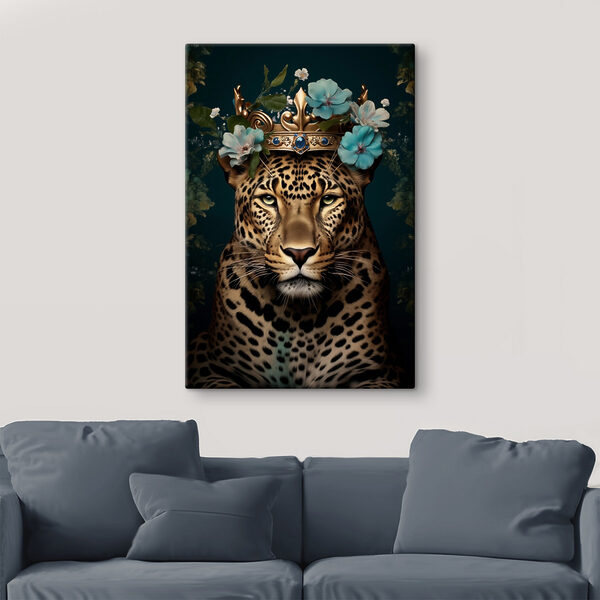 Leopard with a crown and flowers Leopard with a crown and flowers