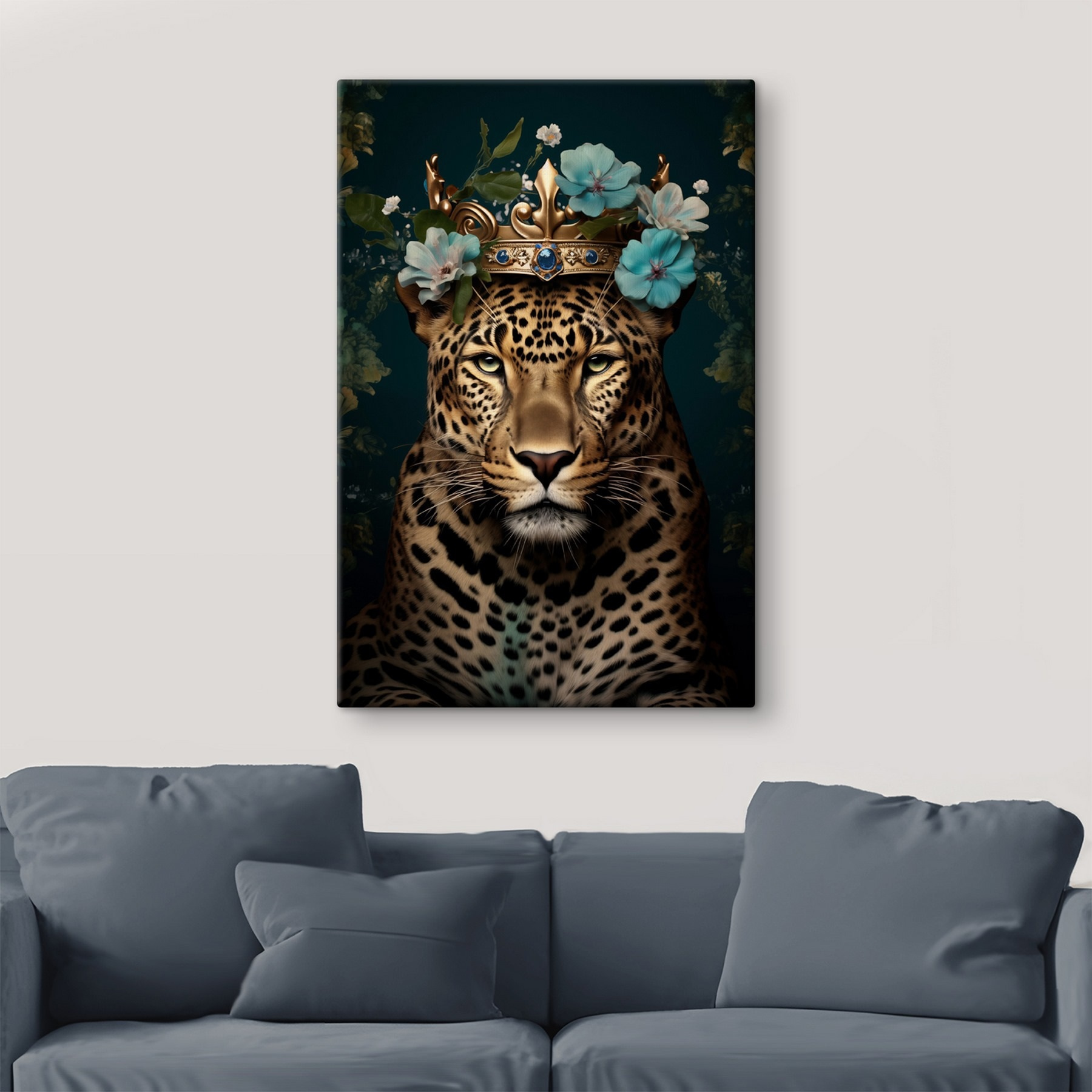 Leopard with a crown and flowers Leopard with a crown and flowers
