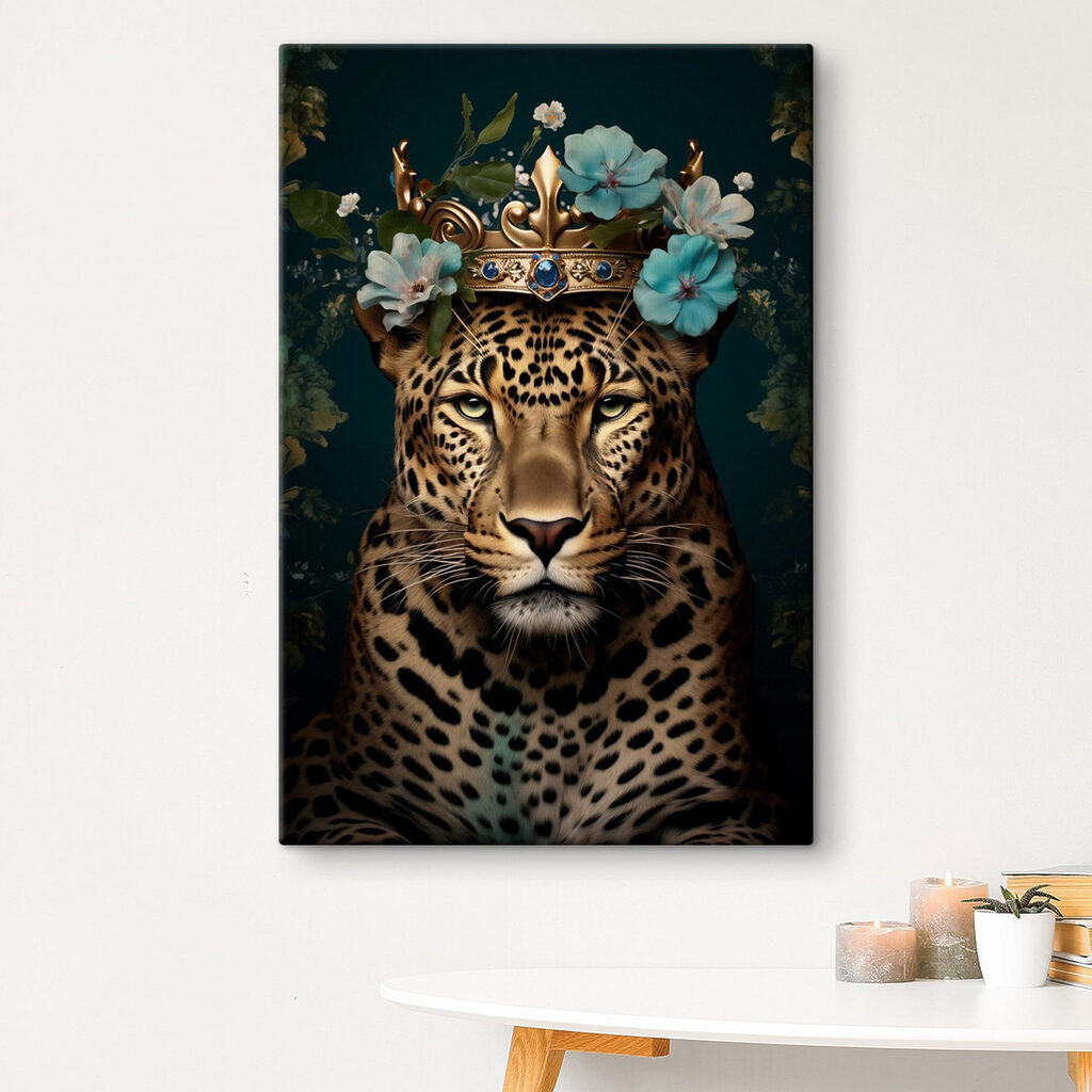 Leopard with a crown and flowers Leopard with a crown and flowers
