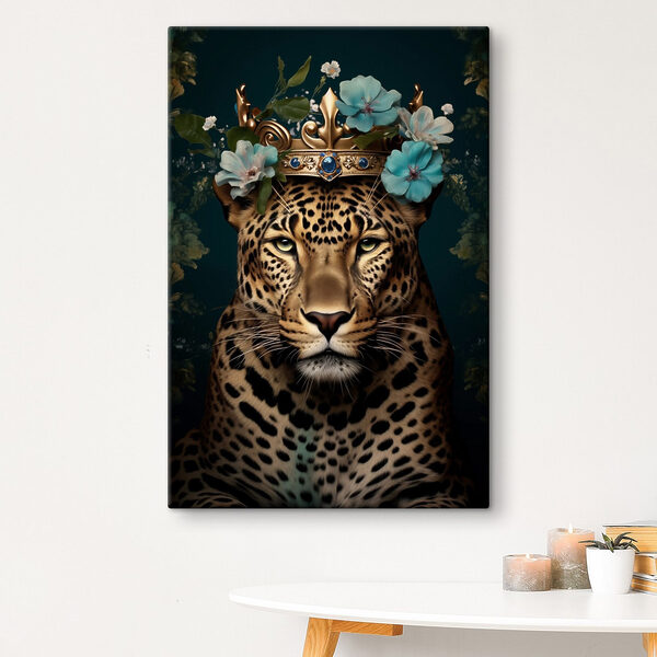 Leopard with a crown and flowers Leopard with a crown and flowers