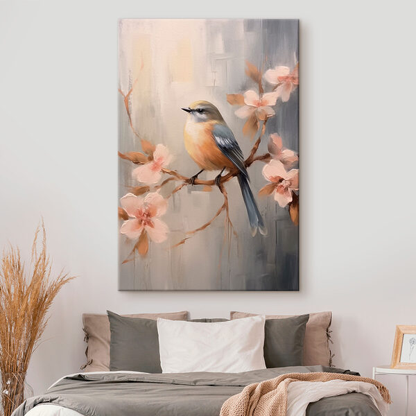 Cuadros Pájaro en una rama con flores (SKU: s42302) Cuadros Cuadros Pájaro en una rama con flores (SKU: s42302)