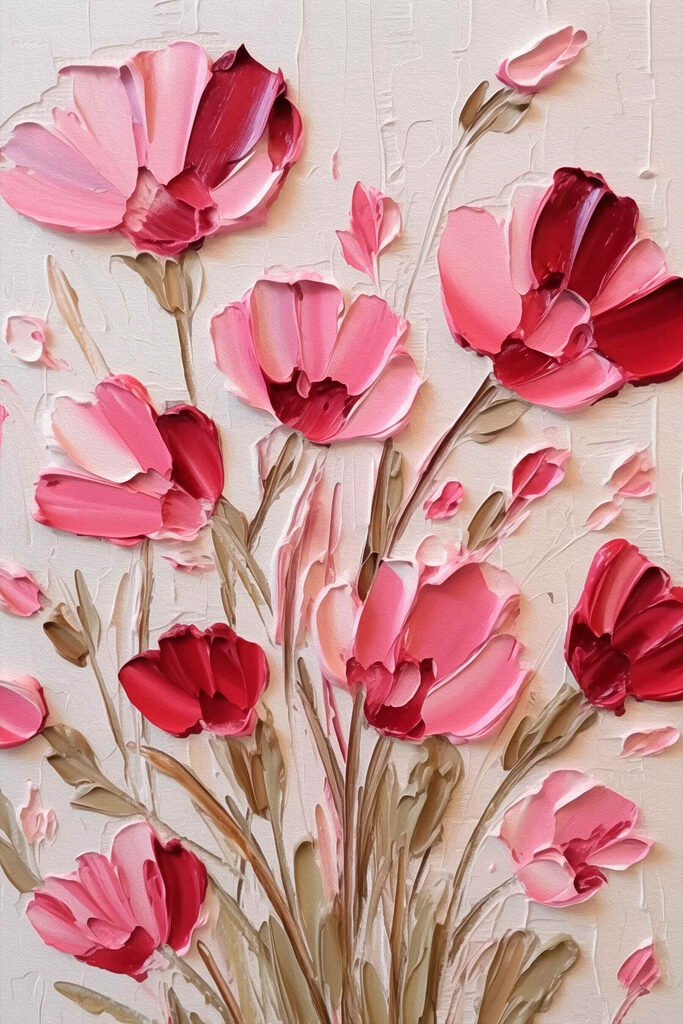 Painting of pink flowers Painting of pink flowers