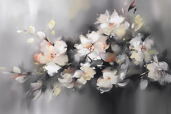 Painting of flowers on a grey background Painting of flowers on a grey background