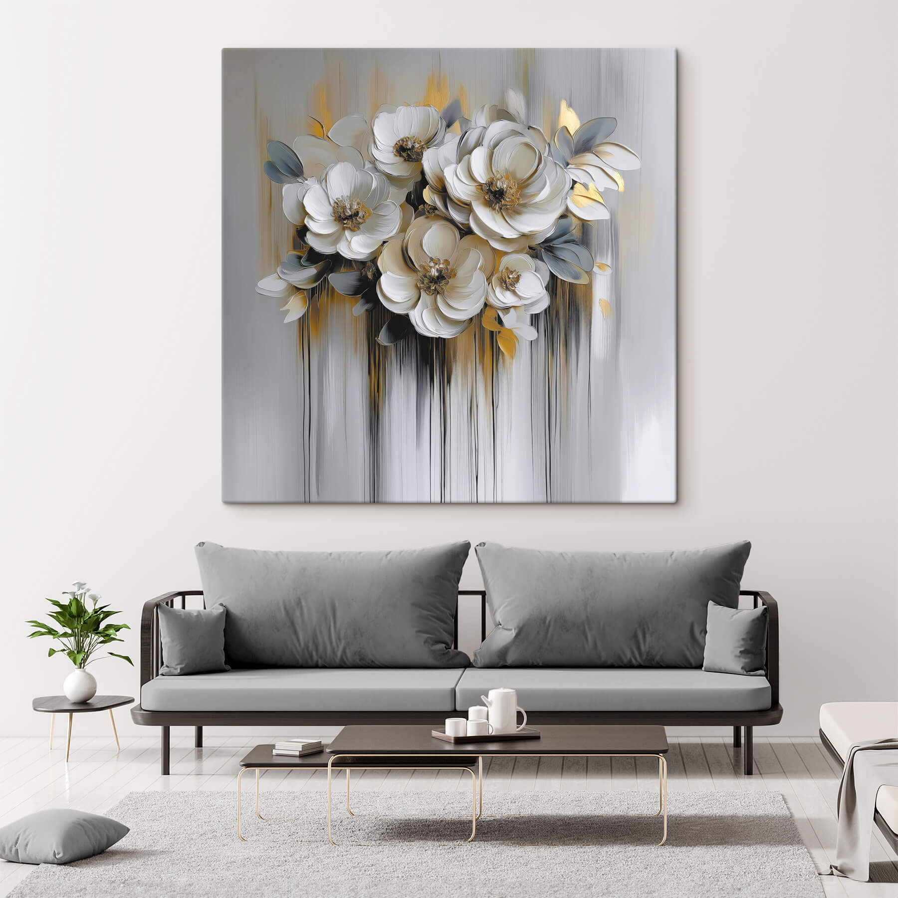 Painting of flowers on a white background Painting of flowers on a white background