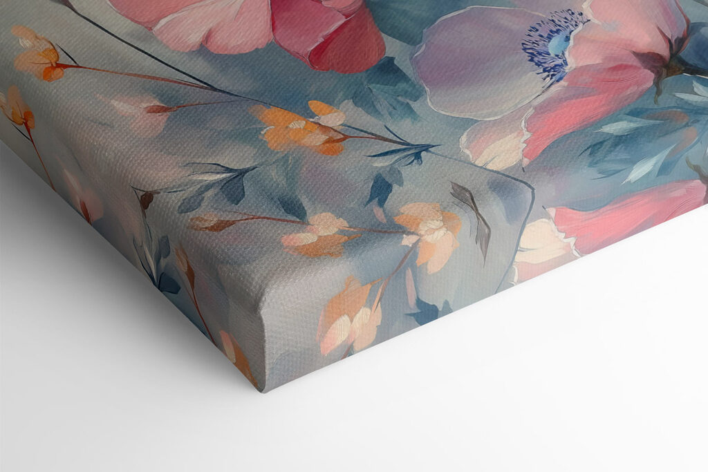 Painting of flowers on a blue background Painting of flowers on a blue background