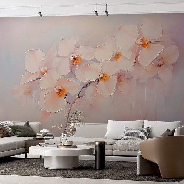 Fotomurales Fotomurales Pintura de flores blancas (SKU: w02707)