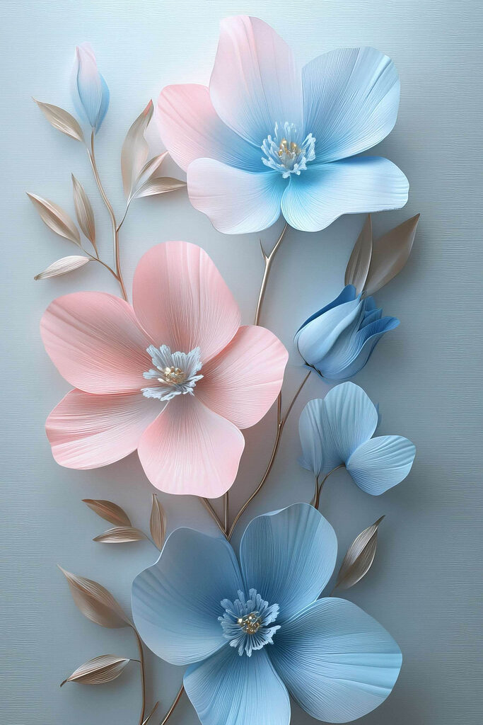 Group of flowers on a white surface