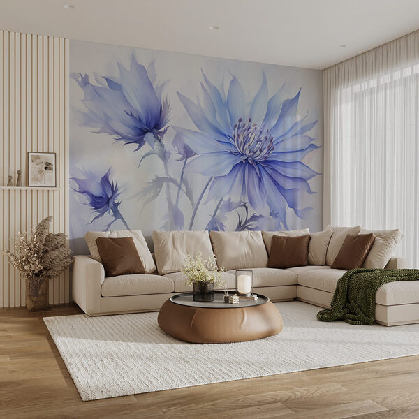 Fotomurales Fotomurales Delicados pétalos azules en tonos suaves (SKU: w02710)