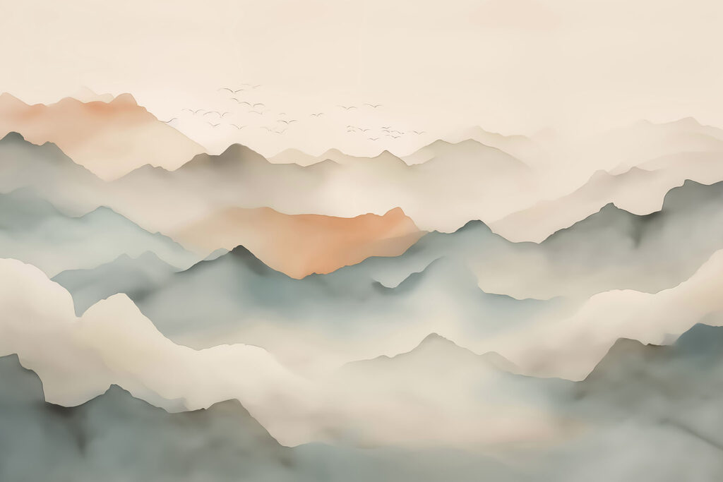 Paisaje de montañas con nubes Paisaje de montañas con nubes