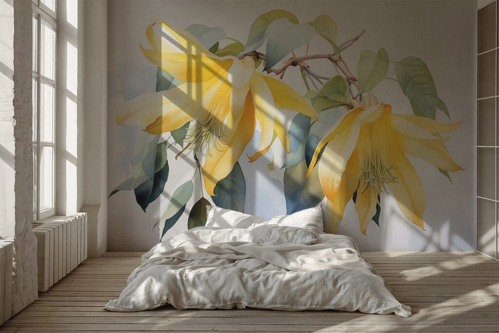 Yellow flowers on a branch