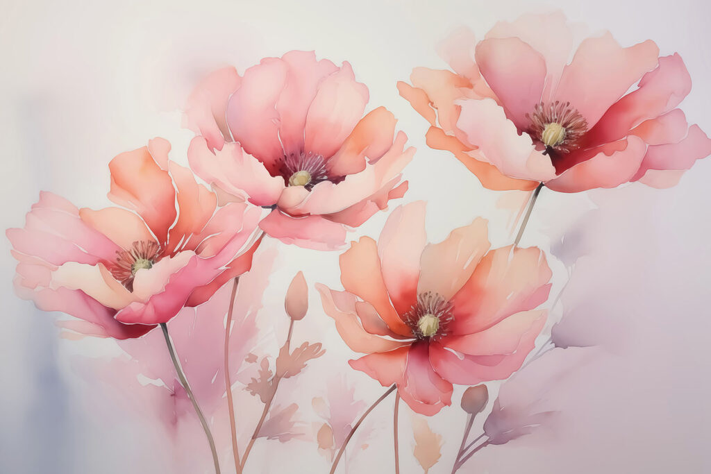 Pintura de flores sobre fondo blanco Pintura de flores sobre fondo blanco