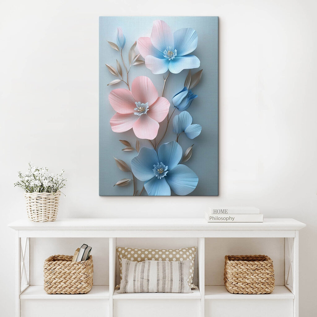 Group of flowers on a white surface