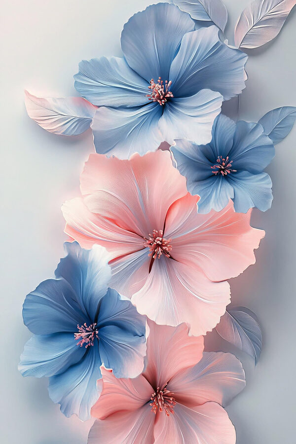 Group of blue and pink flowers