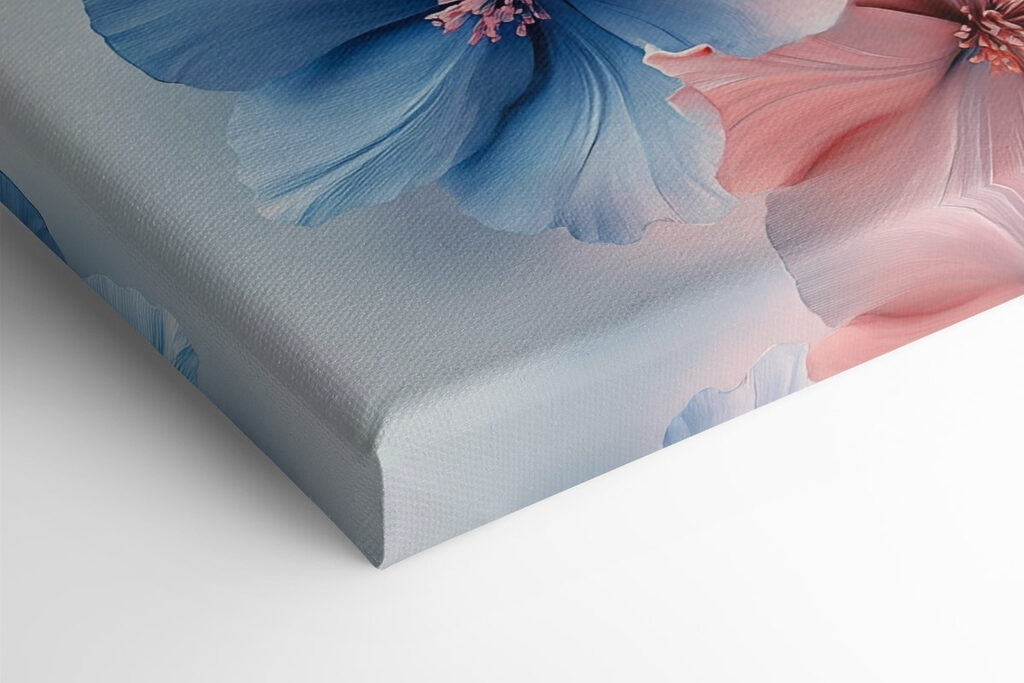 Group of blue and pink flowers