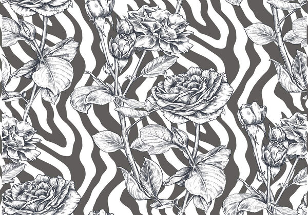 Dibujo de rosas en blanco y negro Dibujo de rosas en blanco y negro
