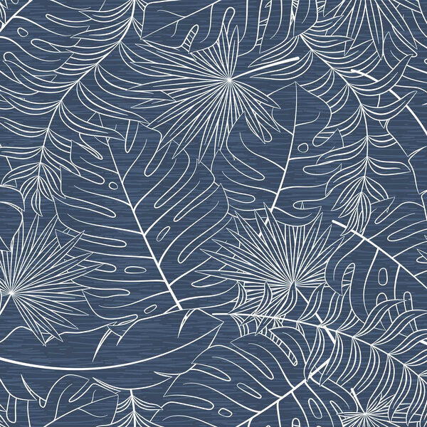 Patrón de hojas sobre fondo azul Patrón de hojas sobre fondo azul