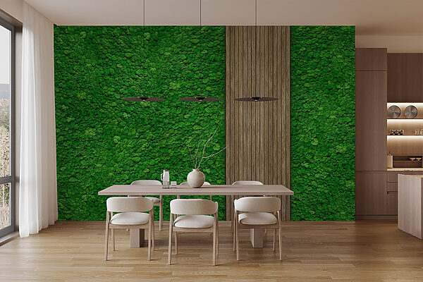Tablón de madera sobre una pared verde Tablón de madera sobre una pared verde