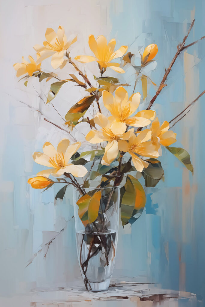 Yellow flowers in a glass vase