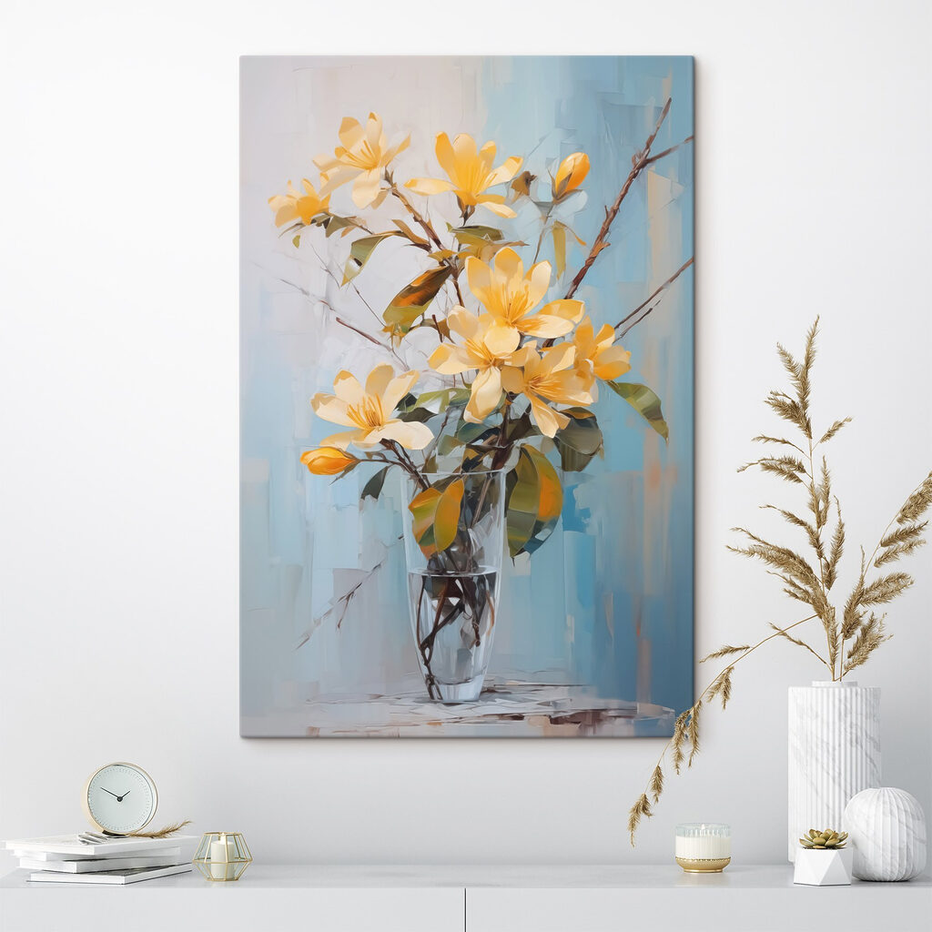 Yellow flowers in a glass vase
