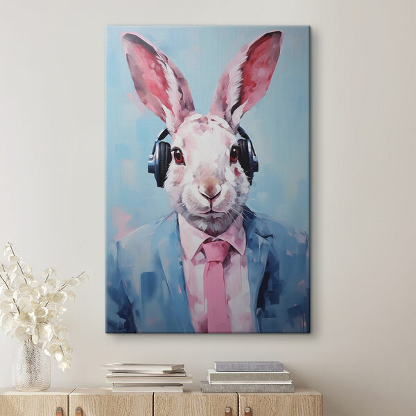 Cuadros Cuadros Conejo con auriculares y traje (SKU: s42365)