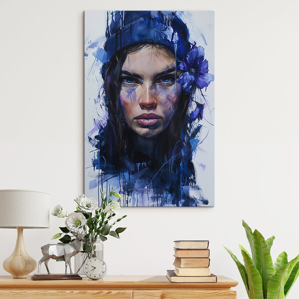 Cuadros Cuadro de una mujer con flores azules en el pelo (SKU: s42086) Cuadros Cuadros Cuadro de una mujer con flores azules en el pelo (SKU: s42086)