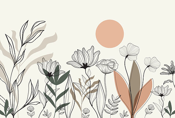 Dibujo de flores y hojas Dibujo de flores y hojas