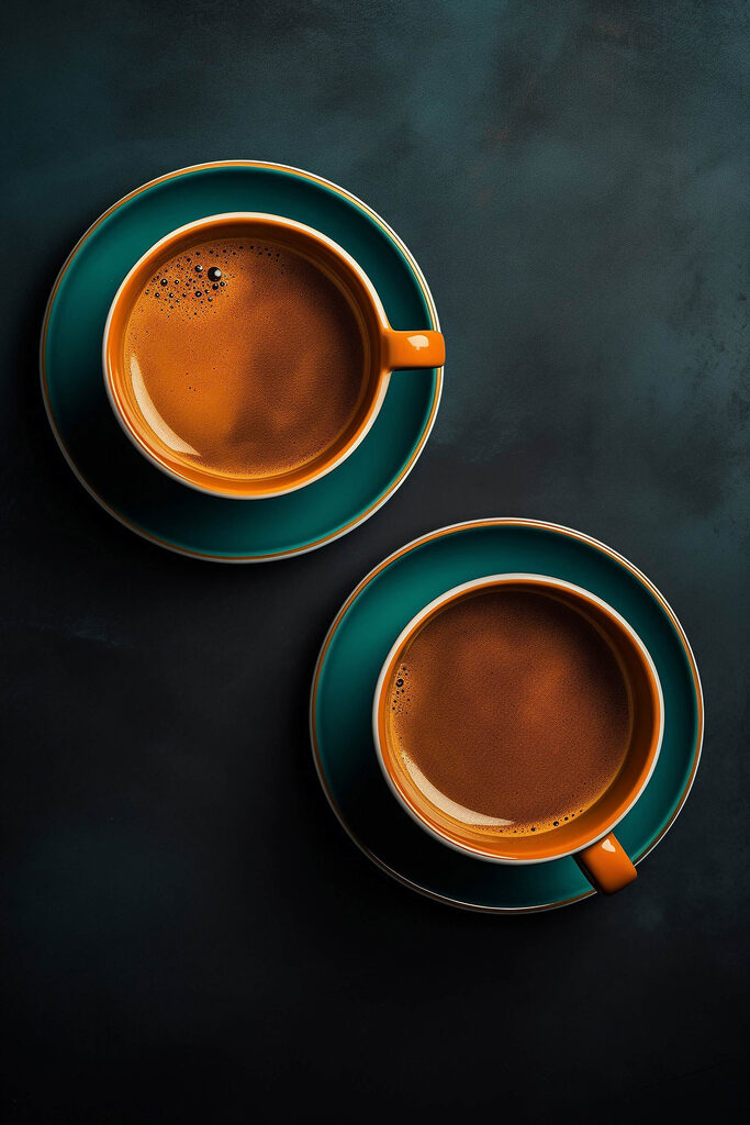 Two cups of coffee on saucers Two cups of coffee on saucers