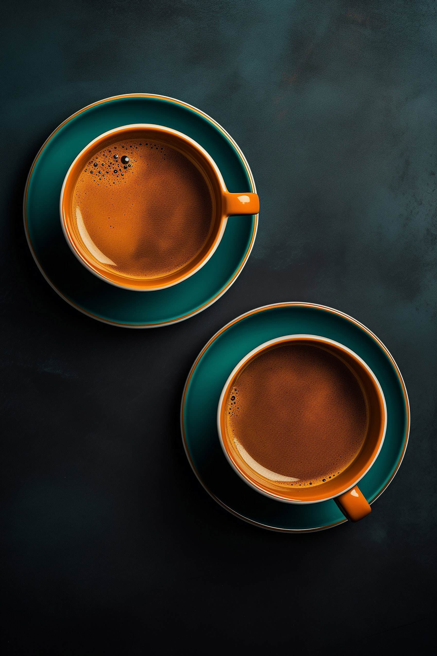 Two cups of coffee on saucers Two cups of coffee on saucers
